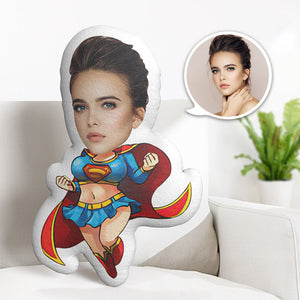 Custom Face Pillow Personalized Photo Pillow Superwoman MiniMe Pillow Gifts for Her - My Face Gifts