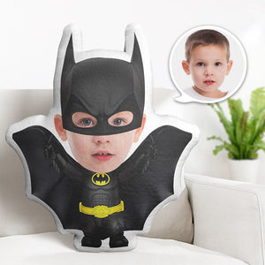 Custom Face Pillow Personalized Photo Pillow Black Batman MiniMe Pillow Gifts for Kids - My Face Gifts