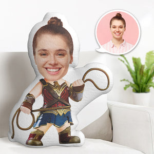 Custom Face Pillow Personalized Photo Pillow Wonder Woman MiniMe Pillow Gifts for Her - My Face Gifts