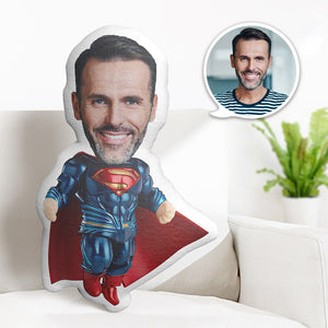 Custom Face Pillow Personalized Photo Pillow Muscle Blue Superman MiniMe Pillow Gifts for Him - My Face Gifts