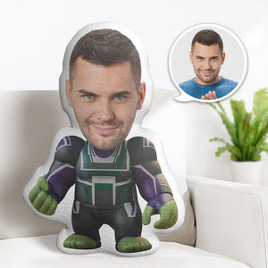 Custom Face Pillow Personalized Photo Pillow Dressed Hulk MiniMe Pillow Gifts for Him - My Face Gifts