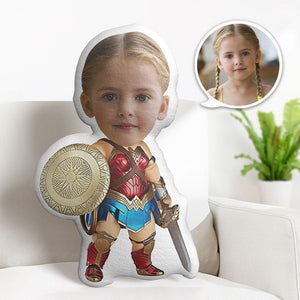 Custom Face Pillow Personalized Photo Pillow Weapon Wonder Woman MiniMe Pillow Gifts for Kids - My Face Gifts