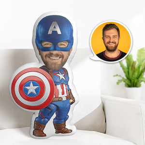 Custom Face Pillow Personalized Photo Pillow Shield Captain America MiniMe Pillow Gifts for Him - My Face Gifts