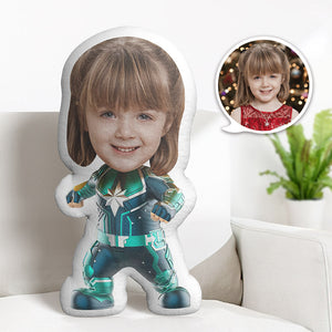 Custom Face Pillow Personalized Photo Pillow Blue Wonder Woman MiniMe Pillow Gifts for Kids - My Face Gifts