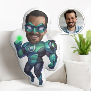 Custom Face Pillow Personalized Photo Pillow Green Lantern MiniMe Pillow Gifts for Him - My Face Gifts