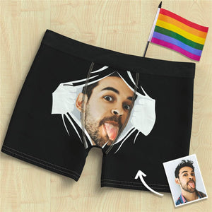 Custom Face On Boxer Shorts Men's Gifts Photo Boxer Briefs - Tearing
