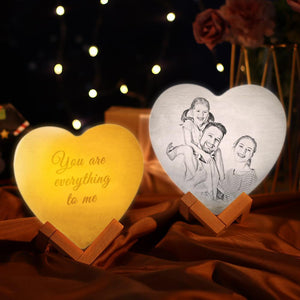 Father's Day Gift - 3D Printed Photo Heart Lamp Personalized Night Light - Touch Three Colors (12-15cm)