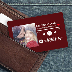 Custom Spotify Music Code Gifts Wallet Card Personalized Message Card Crimson