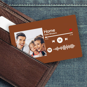 Custom Spotify Music Code Gifts Wallet Card Personalized Message Card Brown