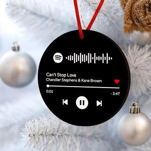 Engraved Custom Scannable Spotify Code Gifts Hanging Ornament Personalized Music Song Ornaments Black