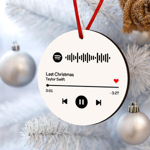 Engraved Custom Scannable Spotify Code Gifts Hanging Ornament Personalized Music Song Ornaments White