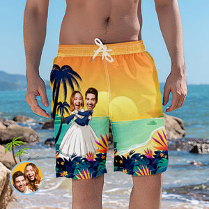 Personalized Beach Shorts Romantic Wedding Photo Swim Trunks