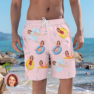 Personalized Beach Shorts for Men Summer Time Custom Face Swim Trunks - MyFaceBoxer