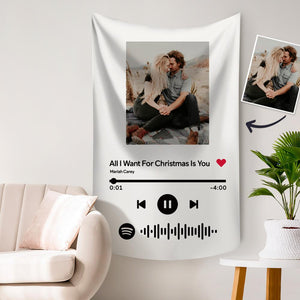 Custom Photo Tapestry Spotify Music Code Gifts Tapestry White 76.2cm*127cm/30in*50in