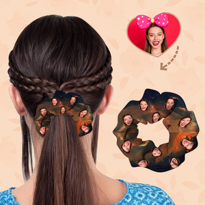 (3pcs)Custom Face On Hair Scrunchie Personalized Ponytail Holders Tiaras - Dusk