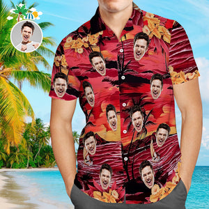 Custom Face Hawaiian Shirt All Over Print Personalized Short Sleeve Casual Shirt for Men