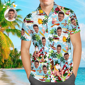Custom Men's Santa Claus Party Tropical Ugly Hawaiian Christmas Shirts
