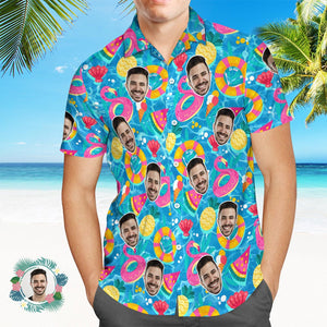 Custom Men's Shirt Face All Over Print Hawaiian Shirt Pool-Floaties - My Face Gifts