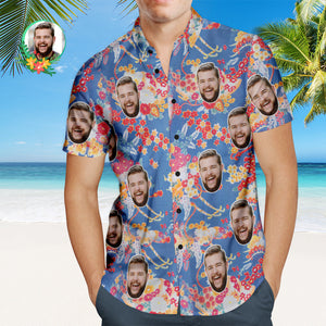 Custom Face Hawaiian Shirt Flower Clusters Personalized Shirt with Your Photo