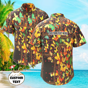 Custom Men Hawaiian Shirts with Text Personalized Vintage Butterfly Hawaiian Shirts For Men