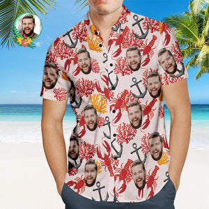 Custom Face Hawaiian Shirt Lobster Underwater World Personalized Face Shirt