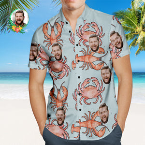 Custom Face Hawaiian Shirt Lobster and Edible Crab Personalized Face Shirt