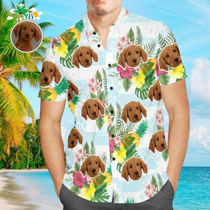 Custom Face Men Hawaiian Shirts Personalized Hawaiian Shirts For Men Dog Paw Print