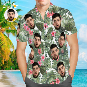 Custom Face Men Hawaiian Shirts Personalized Hawaiian Shirts For Men Summer Hawaii Style Green Leaves