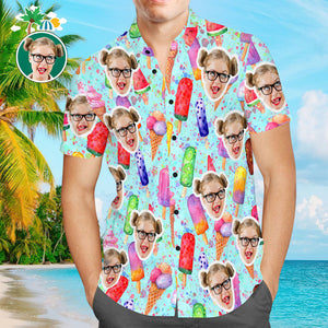 Custom Face Men Hawaiian Shirts Personalized Hawaiian Shirts For Men Summer Ice Cream