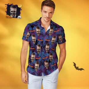 Custom Face Men Hawaiian Shirts Personalized Halloween Hawaiian Shirts Bat - My Face Gifts