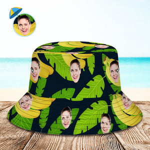 Custom Your Photo Face And Pet Summer Bucket Hat Fisherman Hat - Banana