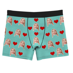 Custom Face On Boxer Shorts Men's Gifts Photo Boxer Briefs - Heart
