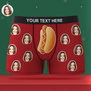 Custom Face Men Underwear Personalized Funny Hot Dog Boxer Valentine's Day Gift for Him