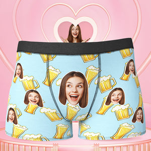 Custom Face Boxer Briefs Personalized Face Underwear - Beer - My Face Gifts