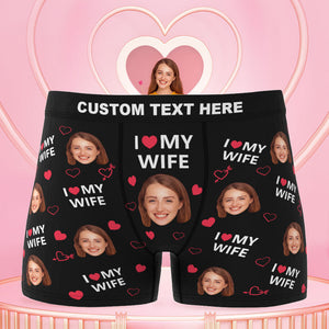 Custom Face Men Underwear Personalized Funny Boxer Valentine's Day Gift for Him - I love my wife