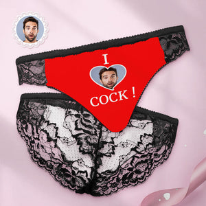 Custom Women Lace Panty I Love Cock Photo Sexy Panties Sweet Gift - My Face Gifts