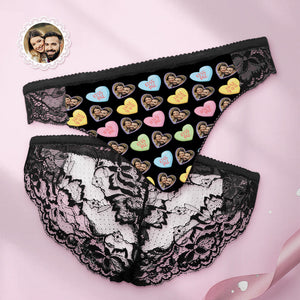 Custom Women Lace Panty Heart Face Sexy Panties Sweet Gift - My Face Gifts