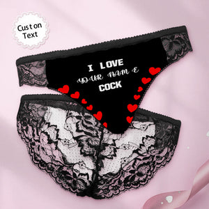 Custom Women Lace Panty I Love Your Cock Sexy Panties Sweet Gift - My Face Gifts