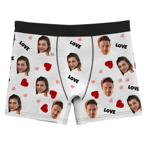 Custom Face On Boxer Shorts Men's Gifts Photo Boxer Briefs - Love
