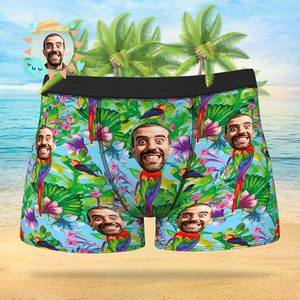 Custom Face On Boxer Shorts Men's Gifts Photo Boxer Briefs - Parrot