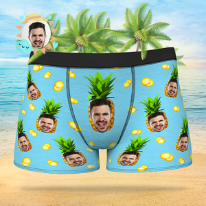 Custom Face On Boxer Shorts Men's Gifts Photo Boxer Briefs - Pineapple