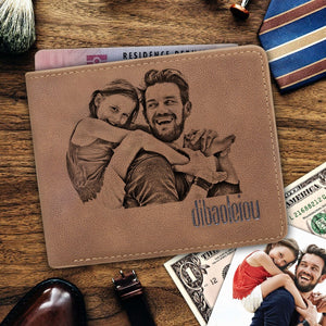 Men's Custom Sketch Photo Wallet For Father's Day Gifts