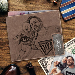 Men's Custom Brown Photo Wallet Father's Day Gifts