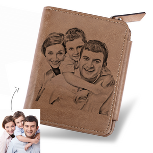 Men's Custom Trifold Sketch Photo Wallet For Father's Day Gifts