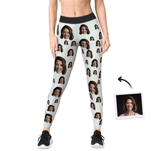 Custom Face Low Rise Yoga Leggings Photo Gym Pants Women's Gifts - Simple Face
