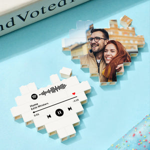 Custom Spotify Code Building Brick Personalized Photo Block Heart Shape - My Face Gifts