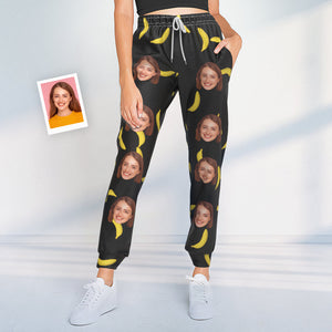 Custom Face Sweatpants Personalized Banana Design Unisex Joggers - Gift for Lover