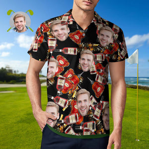 Men's Funny Custom Face Polo Shirt Personalized Hawaiian Golf Shirts Tequila