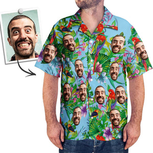 Custom Face Hawaiian Shirt Men's Photo Shirt All Over Print Shirt - Parrot