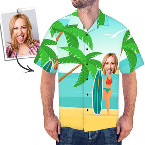 Custom Face Hawaiian Shirt Men's Photo Shirt All Over Print Shirt - Vacation Surfing